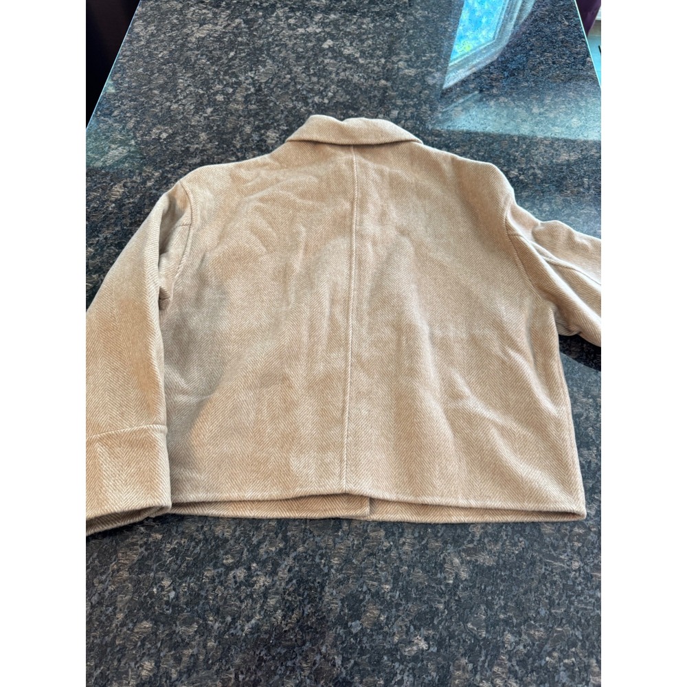 Sezane Mia Jacket Chevrons Taupe Wool Blend Herringbone Shacket US 4 FR 36 NEW - Picture 10 of 10